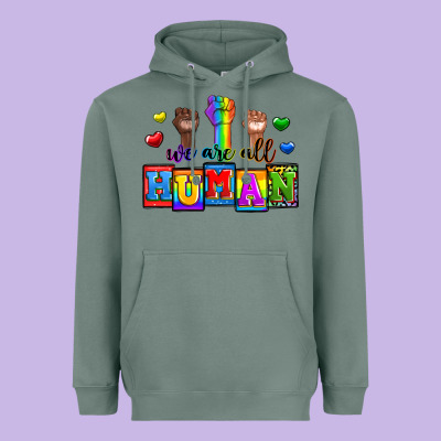 We Are All Human Heavyweight Hoodie Designed By Zillion Design Studio
