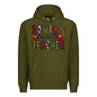 Army Green santa's favorite teacher Premium Hoodie - Jasminsmagicworld