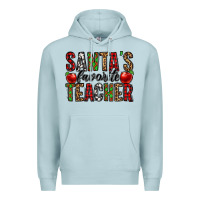 Blue Mist santa's favorite teacher Premium Hoodie - Jasminsmagicworld