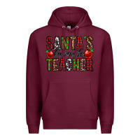 Burgundy santa's favorite teacher Premium Hoodie - Jasminsmagicworld