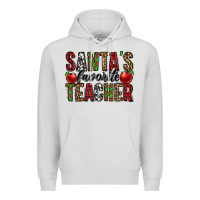Dove Grey santa's favorite teacher Premium Hoodie - Jasminsmagicworld