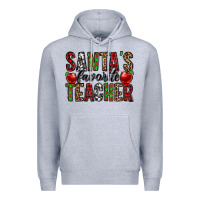 Heather Grey santa's favorite teacher Premium Hoodie - Jasminsmagicworld