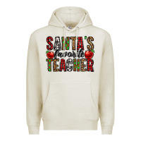Oatmeal Heather santa's favorite teacher Premium Hoodie - Jasminsmagicworld