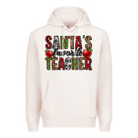 Pale Pink santa's favorite teacher Premium Hoodie - Jasminsmagicworld