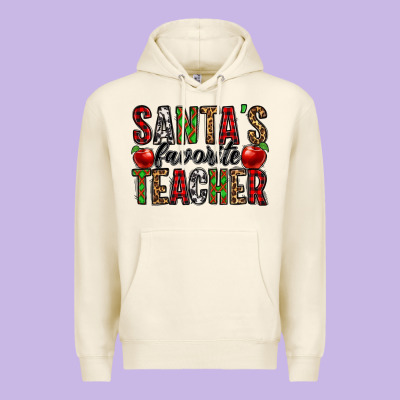 Santa's Favorite Teacher Premium Hoodie Designed By Jasminsmagicworld