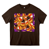 Chocolate Brown Candy Pattern Heavy Core Tee - CowhideDigitalArt