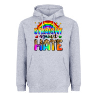 Heather Grey straight against hate Heavyweight Hoodie - Zillion Design Studio