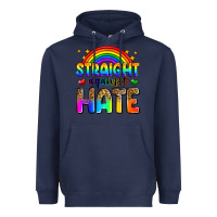 Navy straight against hate Heavyweight Hoodie - Zillion Design Studio