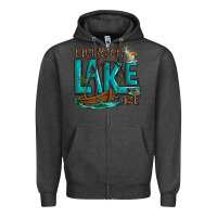 Charcoal Heather living on lake time Zipper Hoodie - texasbilliewilder