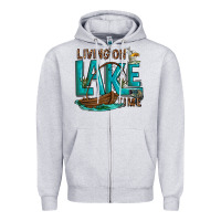 Heather Grey living on lake time Zipper Hoodie - texasbilliewilder