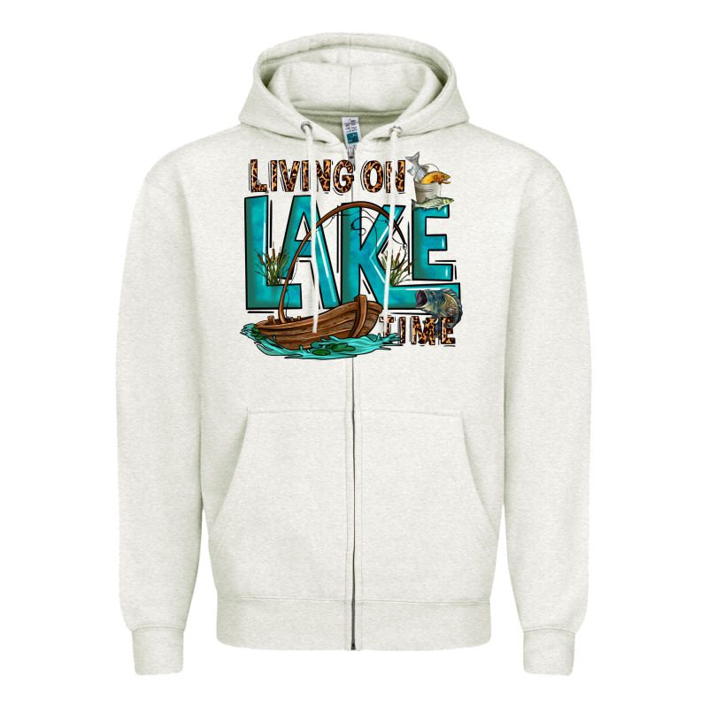 Living On Lake Time Zipper Hoodie by texasbilliewilder | Teevron