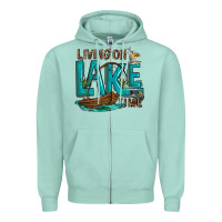 Seafoam living on lake time Zipper Hoodie - texasbilliewilder