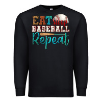 Black eat sleep baseball repeat Premium Sweatshirt - HRA Design Shop