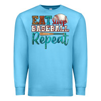 Ocean Blue eat sleep baseball repeat Premium Sweatshirt - HRA Design Shop