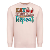 Pale Pink eat sleep baseball repeat Premium Sweatshirt - HRA Design Shop