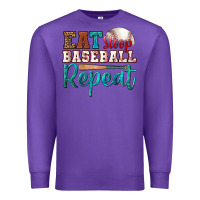 Purple eat sleep baseball repeat Premium Sweatshirt - HRA Design Shop