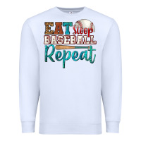 White eat sleep baseball repeat Premium Sweatshirt - HRA Design Shop