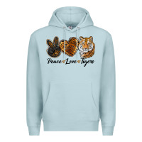 Blue Mist Peace Love Tigers Premium Hoodie - LillyAllenDesigns