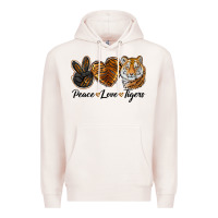 Pale Pink Peace Love Tigers Premium Hoodie - LillyAllenDesigns