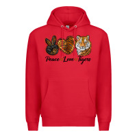 Red Peace Love Tigers Premium Hoodie - LillyAllenDesigns