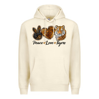 Sandshell Peace Love Tigers Premium Hoodie - LillyAllenDesigns