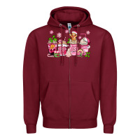 Burgundy pink christmas coffee cups Zipper Hoodie - Zillion Design Studio