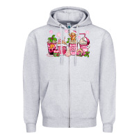 Heather Grey pink christmas coffee cups Zipper Hoodie - Zillion Design Studio