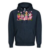 Navy pink christmas coffee cups Zipper Hoodie - Zillion Design Studio