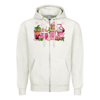 Oatmeal Heather pink christmas coffee cups Zipper Hoodie - Zillion Design Studio
