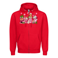 Red pink christmas coffee cups Zipper Hoodie - Zillion Design Studio