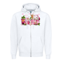White pink christmas coffee cups Zipper Hoodie - Zillion Design Studio