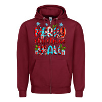 Burgundy merry christmas y'all Zipper Hoodie - Zillion Design Studio