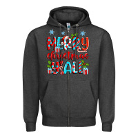 Charcoal Heather merry christmas y'all Zipper Hoodie - Zillion Design Studio