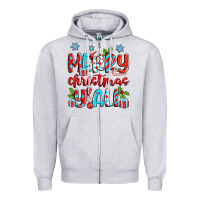 Heather Grey merry christmas y'all Zipper Hoodie - Zillion Design Studio