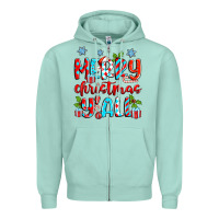 Seafoam merry christmas y'all Zipper Hoodie - Zillion Design Studio