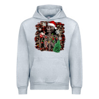 Heather Grey Skeleton with coffee cup Christmas Urban Hoodie - NancyCooperArtShop