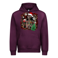 Mauve Wine Skeleton with coffee cup Christmas Urban Hoodie - NancyCooperArtShop