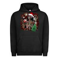 Pigment Black Skeleton with coffee cup Christmas Urban Hoodie - NancyCooperArtShop