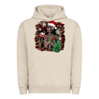 Pigment French Oak Skeleton with coffee cup Christmas Urban Hoodie - NancyCooperArtShop