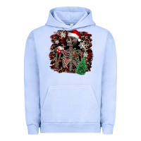 Pigment Grape Ice Skeleton with coffee cup Christmas Urban Hoodie - NancyCooperArtShop