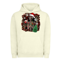 Pigment Pistachio Skeleton with coffee cup Christmas Urban Hoodie - NancyCooperArtShop