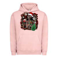 Pigment Salmon Skeleton with coffee cup Christmas Urban Hoodie - NancyCooperArtShop