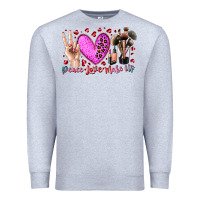 Heather Grey peace love makeup Premium Sweatshirt - RacoonDesign