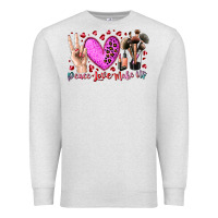 Oatmeal Heather peace love makeup Premium Sweatshirt - RacoonDesign
