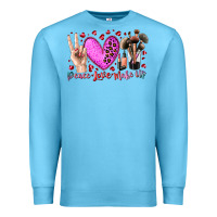 Ocean Blue peace love makeup Premium Sweatshirt - RacoonDesign