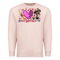 Pale Pink peace love makeup Premium Sweatshirt - RacoonDesign
