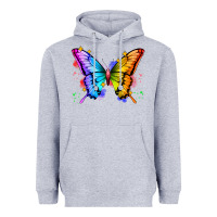 Heather Grey rainbow butterfly Heavyweight Hoodie - Zillion Design Studio