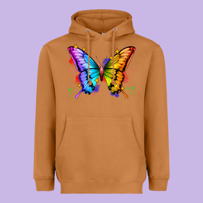 Rainbow Butterfly Heavyweight Hoodie Designed By Zillion Design Studio