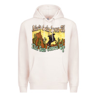 Pale Pink aint goin down til the sun comes up cowboy Premium Hoodie - NancyCooperArtShop