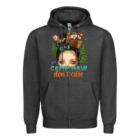 Charcoal Heather messy bun camp hair dont care Zipper Hoodie - texasbilliewilder